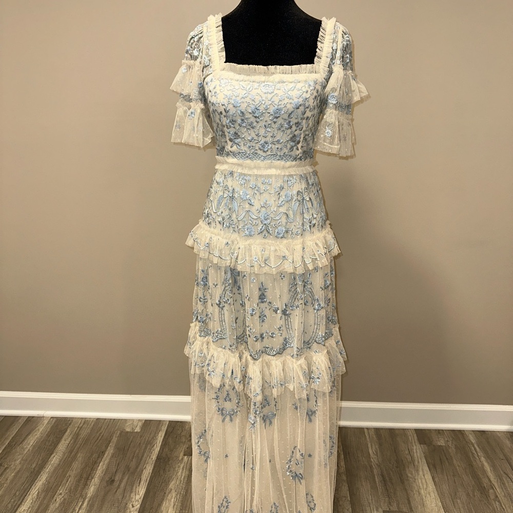 Needle & Thread Blue and Cream Lace Dress - Picture 8 of 12